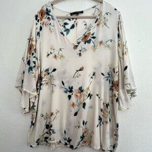 Andree by Unit Womens Floral Print V-neck 3/4 Sleeve Top, Plus Size 2X